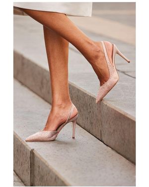 Sosandar Emelia Champagne Hot Fix Slingback Court Polyester/Metallic Yarn - Brown