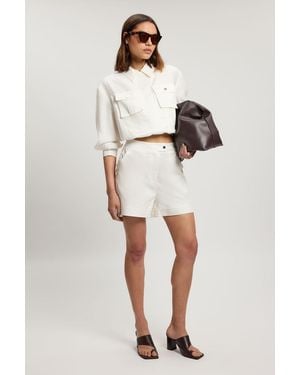 Karen Millen Utility Organdie Pocket Detail Short - Natural