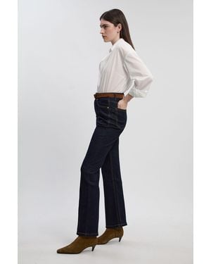 Karen Millen Stretch Denim Pintuck Flare Jean - White