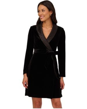 Adrianna Papell Velvet Tuxedo Dress - Black