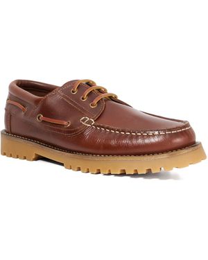 Dune St Bart Leather Lace Detail Boat Shoes - Brown