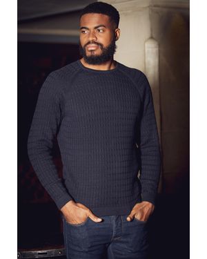 Nines Cotton Long Sleeve Crew Neck Knitted Jumper - Blue