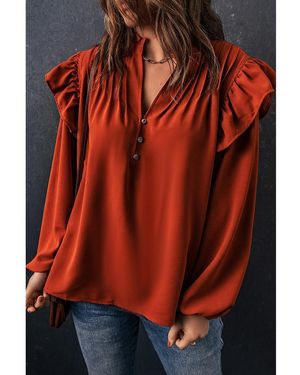 Azura Exchange Pleated V Neck Blouse - Red