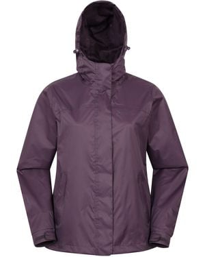 Mountain Warehouse 'Torrent' Waterproof Jacket With Adjustable Hood & Cuffs Long Sleeve Trekking Raincoat - Purple