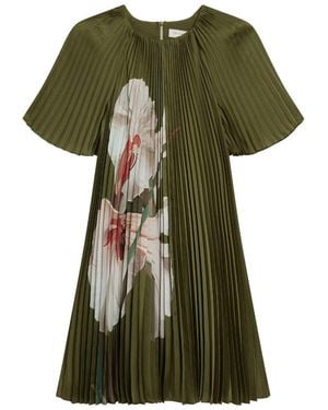 Ted Baker Vinlaa Short Sleeve Pleated Mini Dress - Green