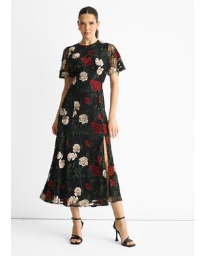 Gini London Angel Sleeves Embroidered Occasion Midi Dress - White