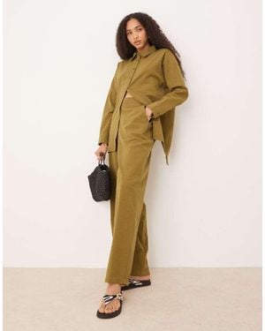 ASOS Seersucker Relaxed Pull On Stripe Trousers Co-Ord - Natural