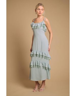 Oasis Cape Detail Ruffle Slip Midaxi Dress - Multicolour