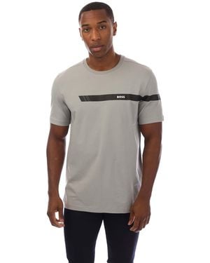 BOSS Stripe Logo T-Shirt - Grey