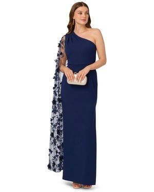 Adrianna Papell Crepe One Shoulder Dress - Blue