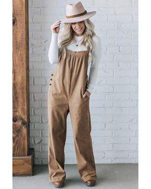 Azura Exchange Morn Solid Pocketed Loose Fit Corduroy Overall - Grey