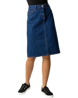 Roman Cotton Denim Stretch A Line Skirt - Blue