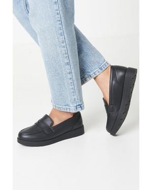 Good for the Sole Lily Comfort Wedge Loafers - Blue