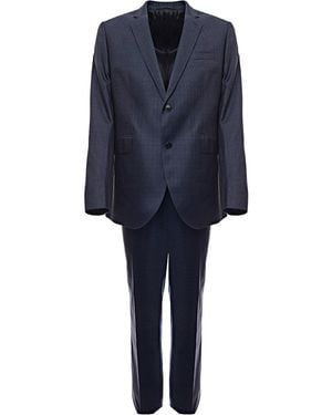 Hackett Plain Pow Check Suit - Blue