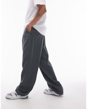 TOPMAN Smart Drape Pleated Wide Leg Trousers Trouser - Grey
