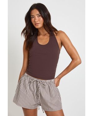 Boohoo Stripe Elasticated Waist Shorts - Purple