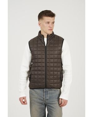 Brave Soul Dark Lightly Padded Box Quilted Gilet - Brown