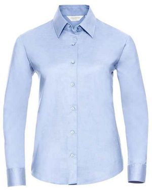 Russell Ladies Oxford Easy-Care Long-Sleeved Shirt (Oxford) - Blue