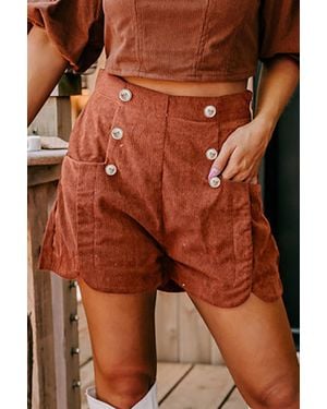 Azura Exchange Corduroy Knopen Korte Broek - Bruin