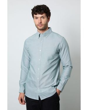 MAINE Oxford Long Sleeve Shirt Cotton - Blue