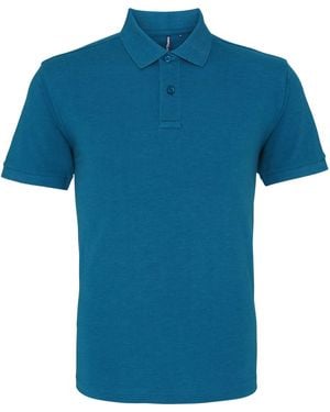 Asquith & Fox Plain Short Sleeve Polo Shirt Heather) - Blue