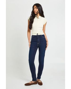 Boohoo Tall High Waist Booty Lifting Skinny Jean - Blue