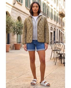 Roman Quilted Hooded Jacket - Green