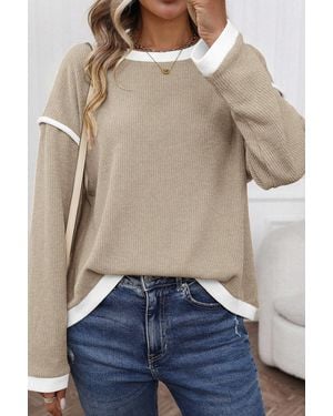 Azura Exchange Trim Detail Long Sleeve Jumper - Blue