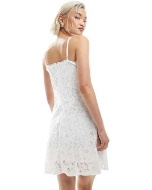 Vero Moda Square Neck Lace Cami Mini Dress - White