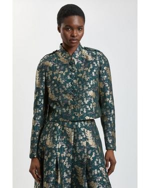 Karen Millen Jacquard Button Tailored Jacket - Green