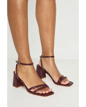 Boohoo Padded Strap 2 Part Mid Block Heels - Brown