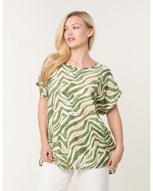 Blue Vanilla Animal Printed Diamante Detailed Top - Green