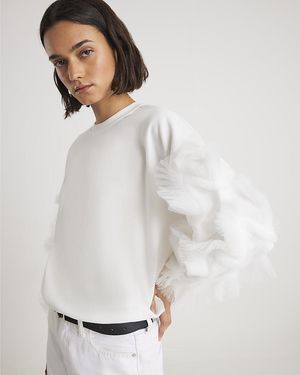 River Island Sweatshirt Ruffle Sleeve Cotton - White