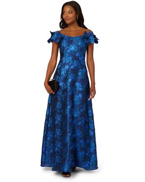 Adrianna Papell Floral Jacquard Gown - Blue