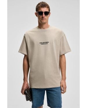 Grimelange Oversized Logo Embroidered T-Shirt - Natural