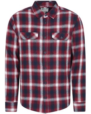 Mountain Warehouse 'Trace' Flannel Shirt 100% Cotton Long Sleeve Everyday Casual Winter Top - Red