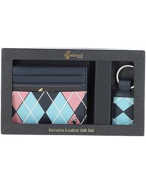 Gabicci '302' Real Leather Card Holder & Key Ring Gift Set - Black