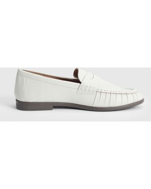 Oasis Grace Faux Leather Grandad Loafers - White