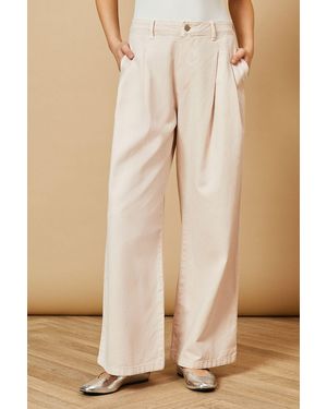 Oasis Pleat Front Washed Jeans - Natural