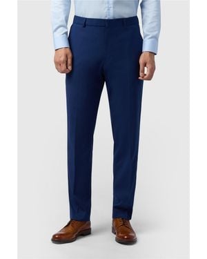 Limehaus Flat Fronted Regular Suit Trousers - Blue