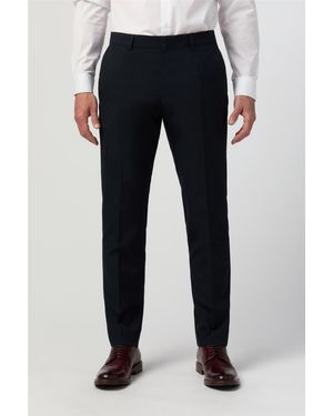 Limehaus Flat Fronted Slim Fit Suit Trousers - Blue