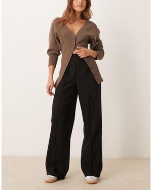 Y.A.S High Waisted Front Seam Pintuck Trouser - Black