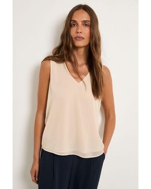 Wallis Chiffon V Neck Cami Top - Natural