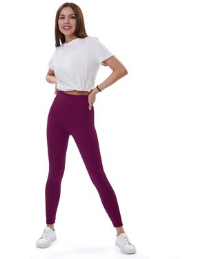 Lookus Zelal Ribbed Leggings - Purple
