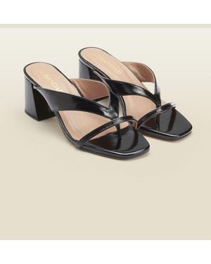 Sosandar Milan Patent Leather Mid Heel Sandal - Natural