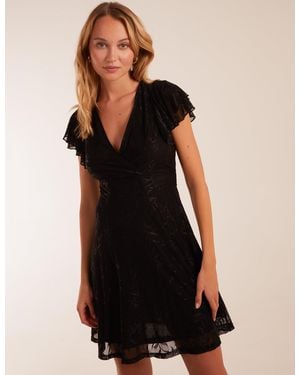 Blue Vanilla Double Frill Wrap Dress - Black