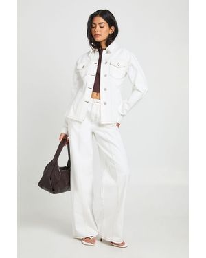 Boohoo Seam Detail Straight Leg Jean - White