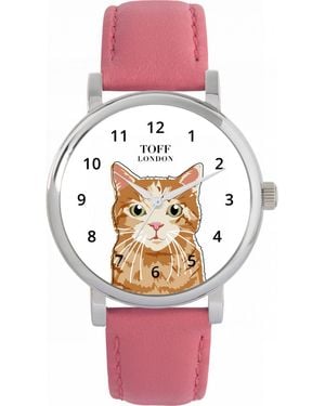 Toff London Tlws-33725 Ladies Ginger Tabby Cat Watch - Pink
