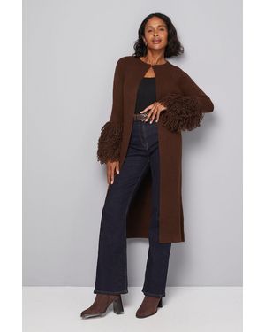 Wallis Loop Knit Cuff Coatigan - Brown