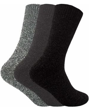 Sock Snob 3 Pairs Padded Sole Winter Warm Thermal Wool Walking Boot Socks - Black